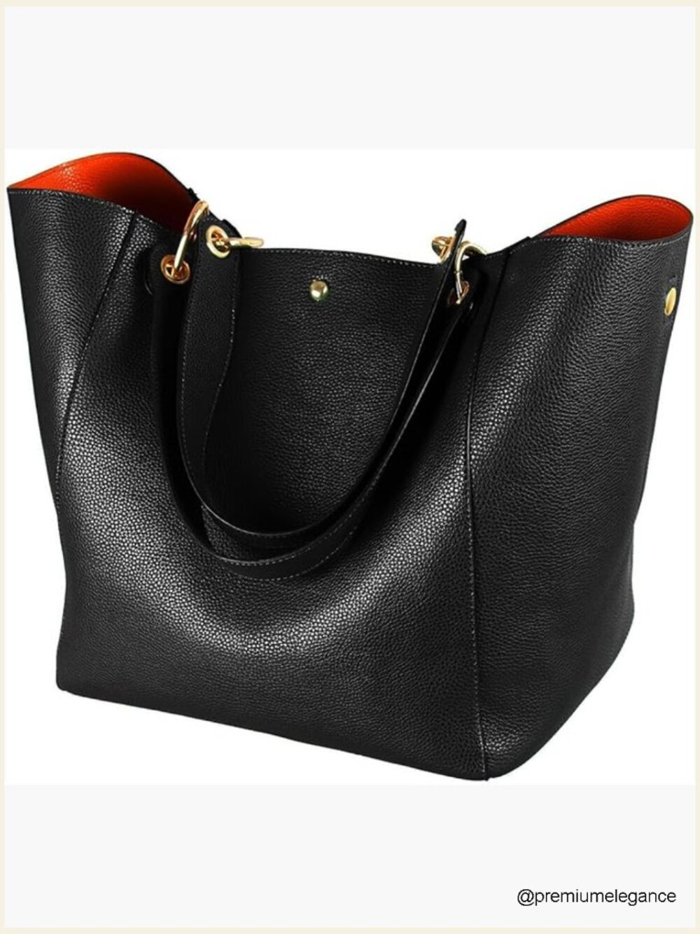 Oversized Waterproof Vegan Leather Tote Bag with Detachable Crossbody Strap for